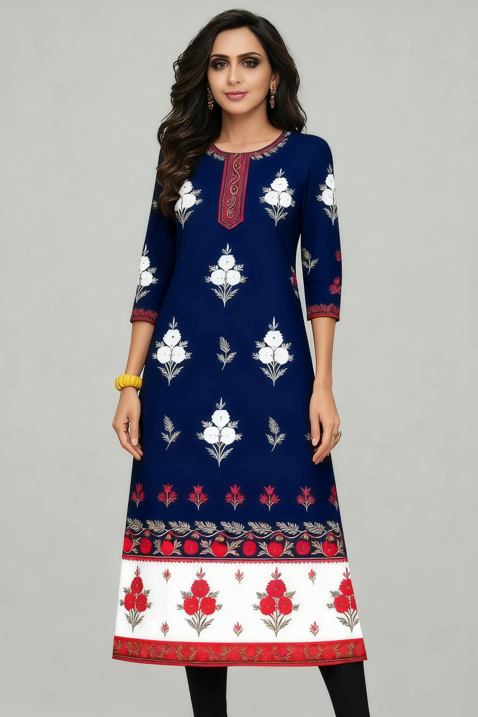 Ethnic Fashion Kurtis - أزياء نسائية مسلمة كورت فلاورز مريحة