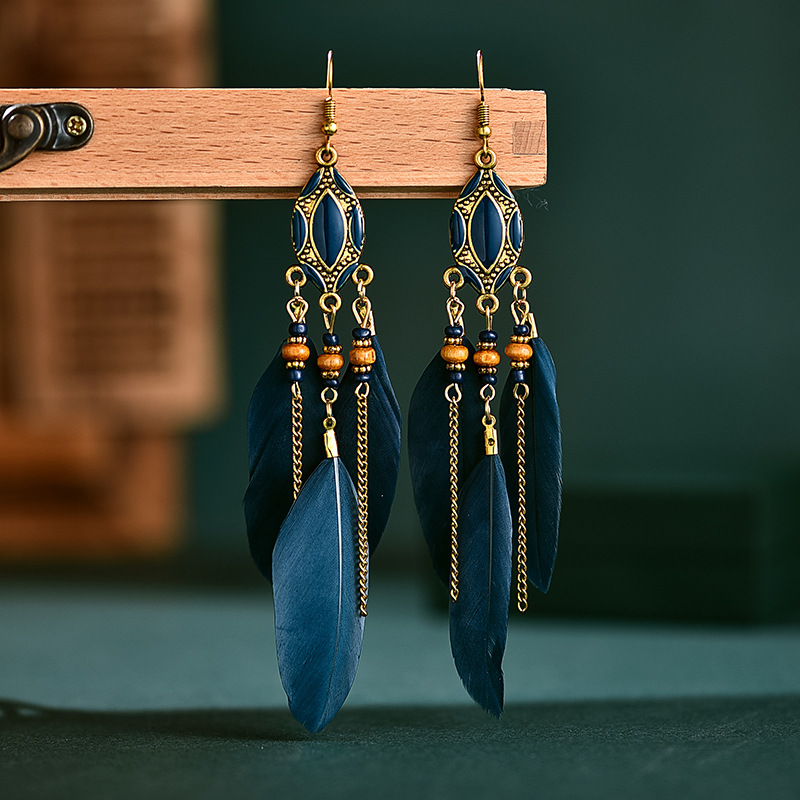 Ethnic Fashion Girls - البوهيمي العرقية ريشة أقراط للنساء شرابة
