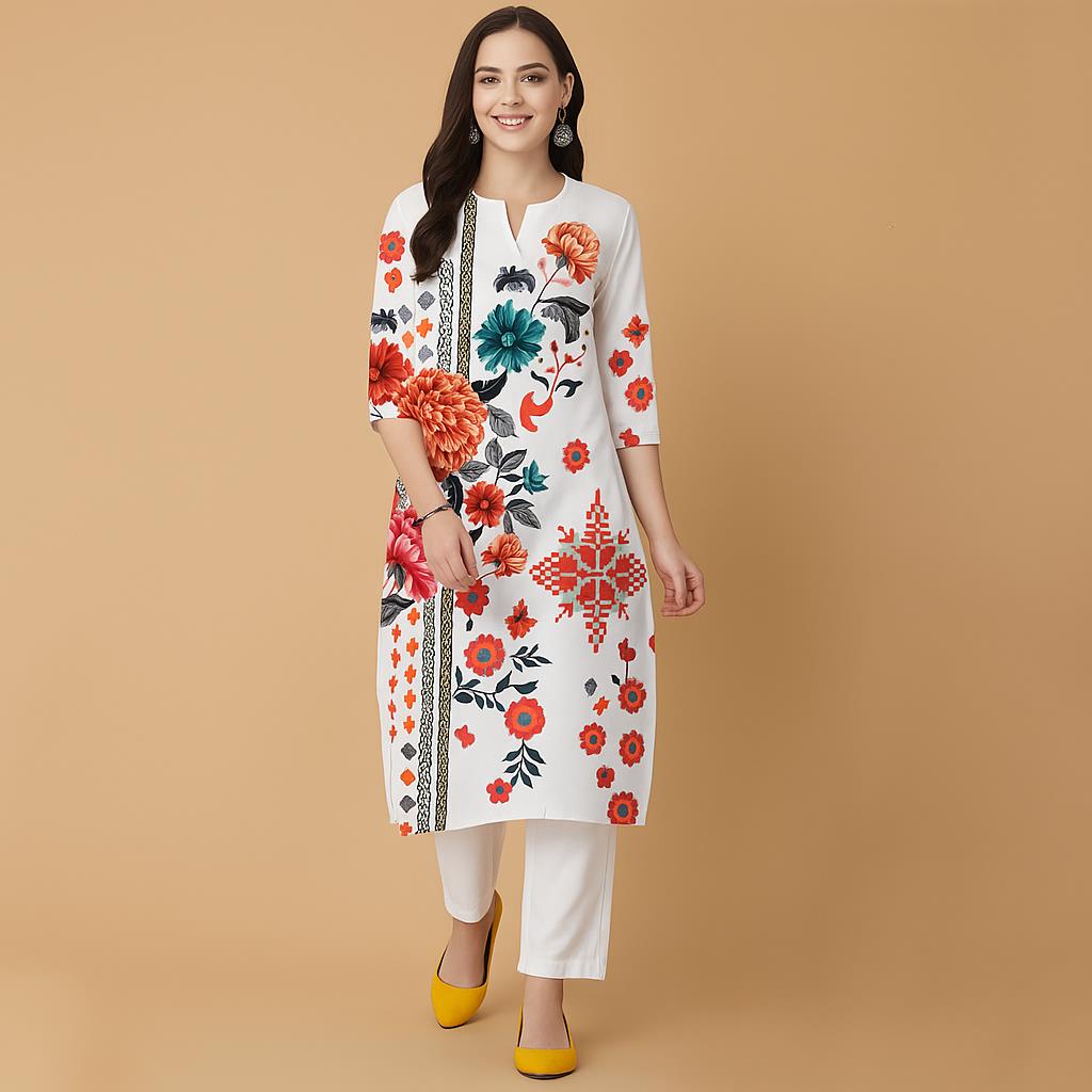 Ethnic Fashion Kurtis - مسلم الزهور كورت عيد الميلاد المرأة