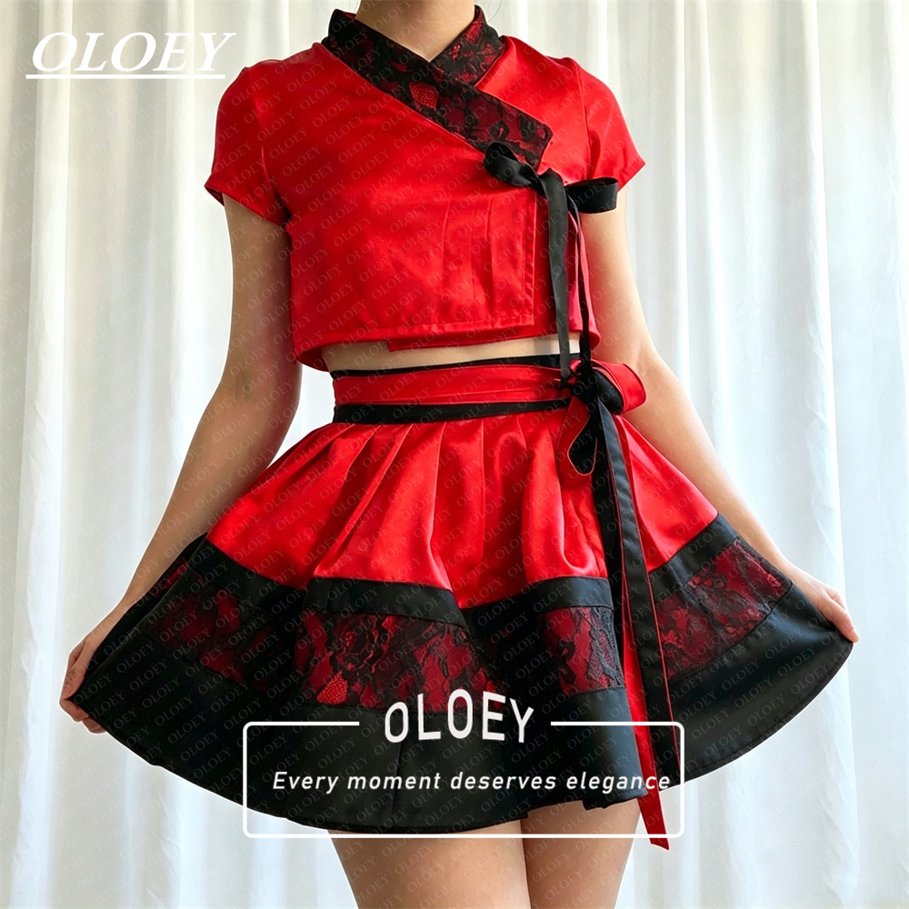 Hanbok Modern Set - OLOEY طقم هانبوك حديث أسود وأحمر