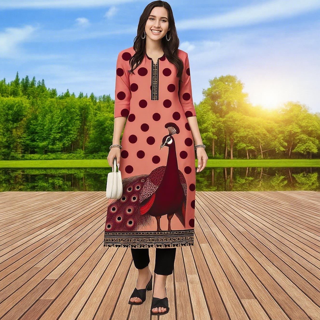 Ethnic Fashion Kurtis - مسلم كورت المرأة عارضة أزياء اللباس