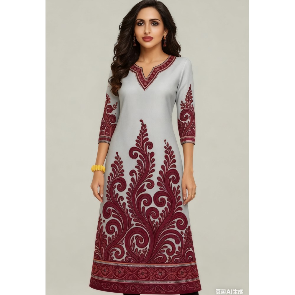 Ethnic Fashion Kurtis - فستان نسائي مسلم كورت فلاورز مريح
