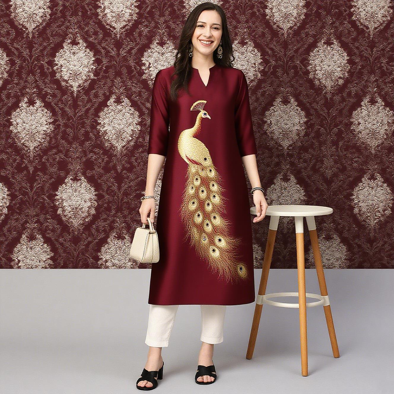 الطاووس المرأة كورت فساتين راق - مراجعة Ethnic Fashion Kurtis وسعره