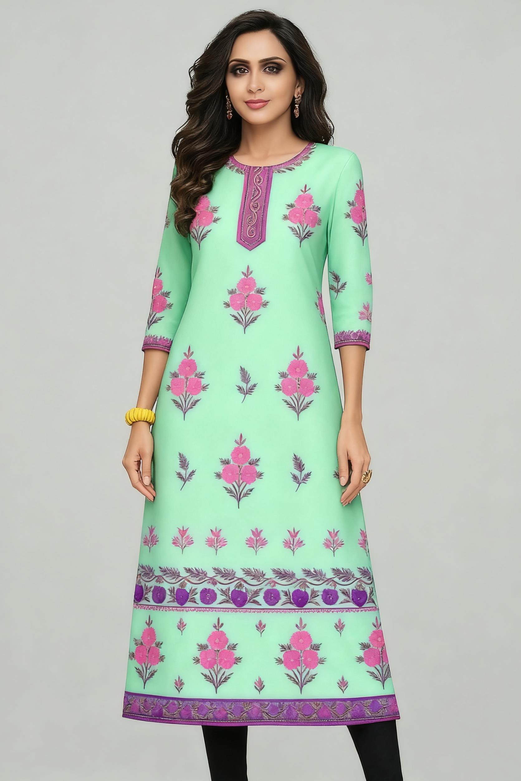 أزياء نسائية مسلمة كورت فلاورز - مراجعة Ethnic Fashion Kurtis وسعره