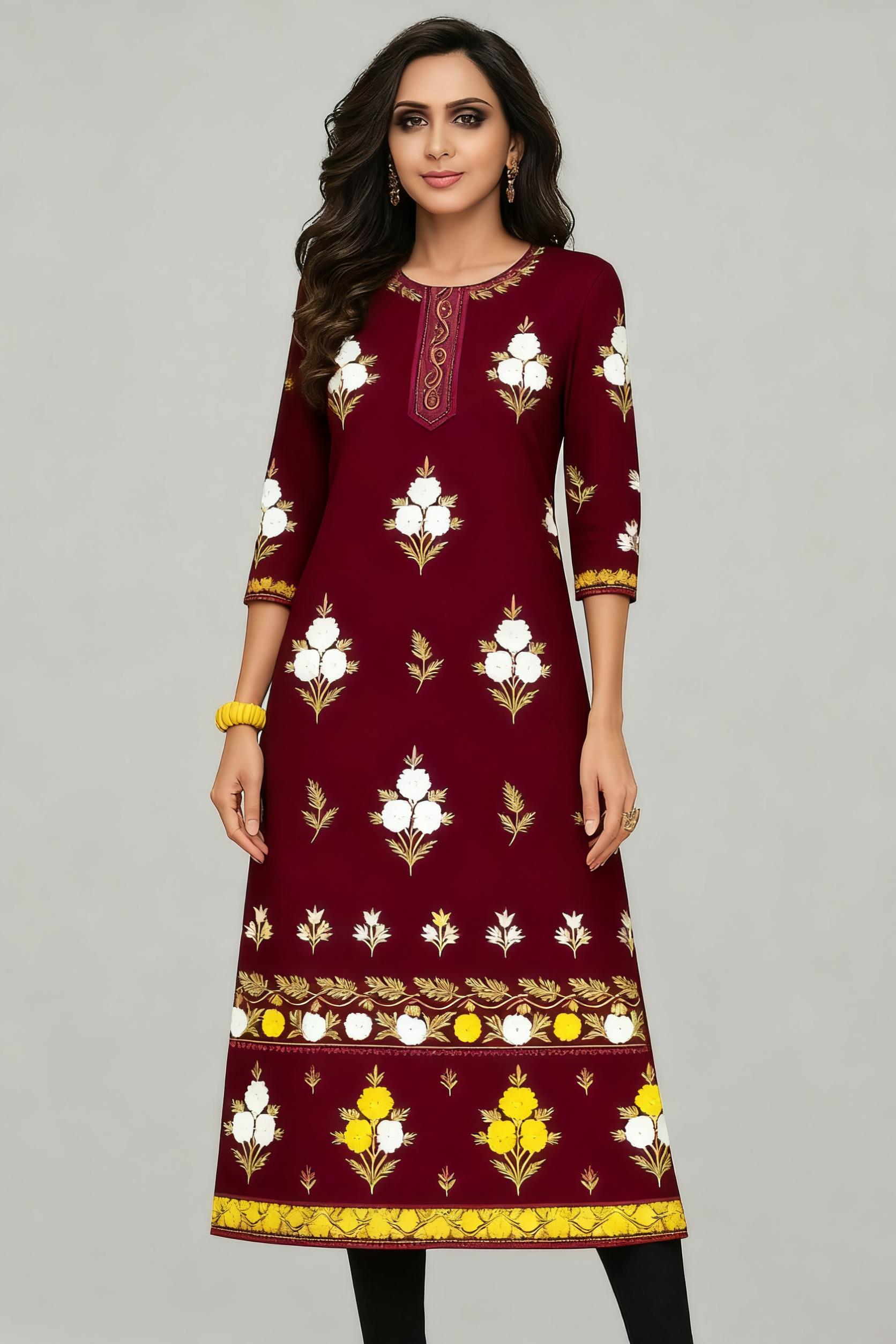 أزياء نسائية مسلمة كورت فلاورز - مراجعة Ethnic Fashion Kurtis وسعره