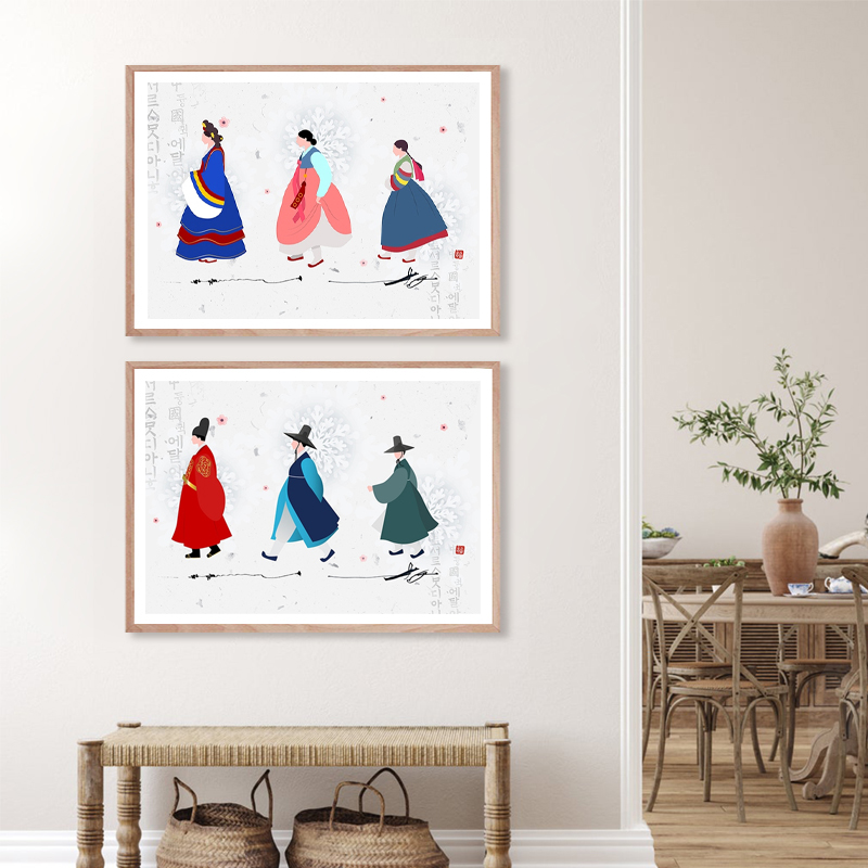 الكورية الفن طباعة التقاليد ال - مراجعة Hanbok Modern Set وسعره