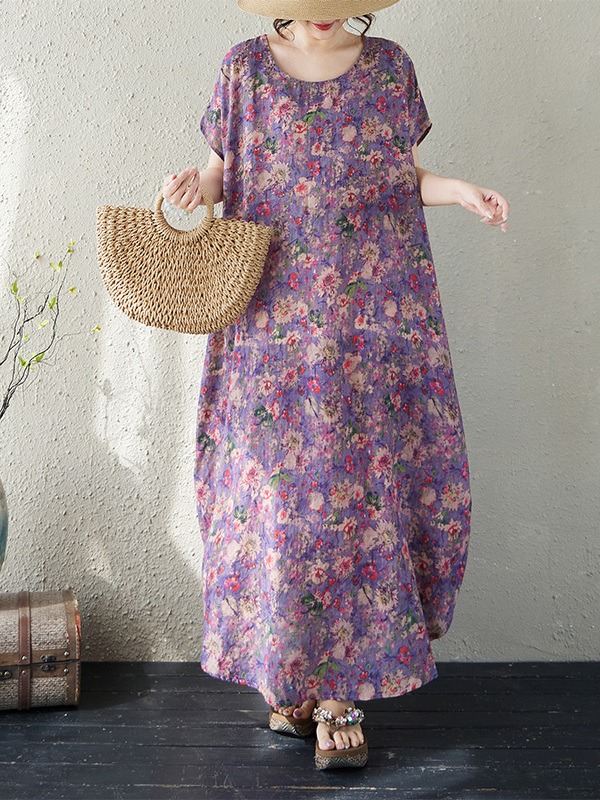 فستان ماكسي فضفاض بياقة مستدير - مراجعة Ethnic Fashion Walk وسعره