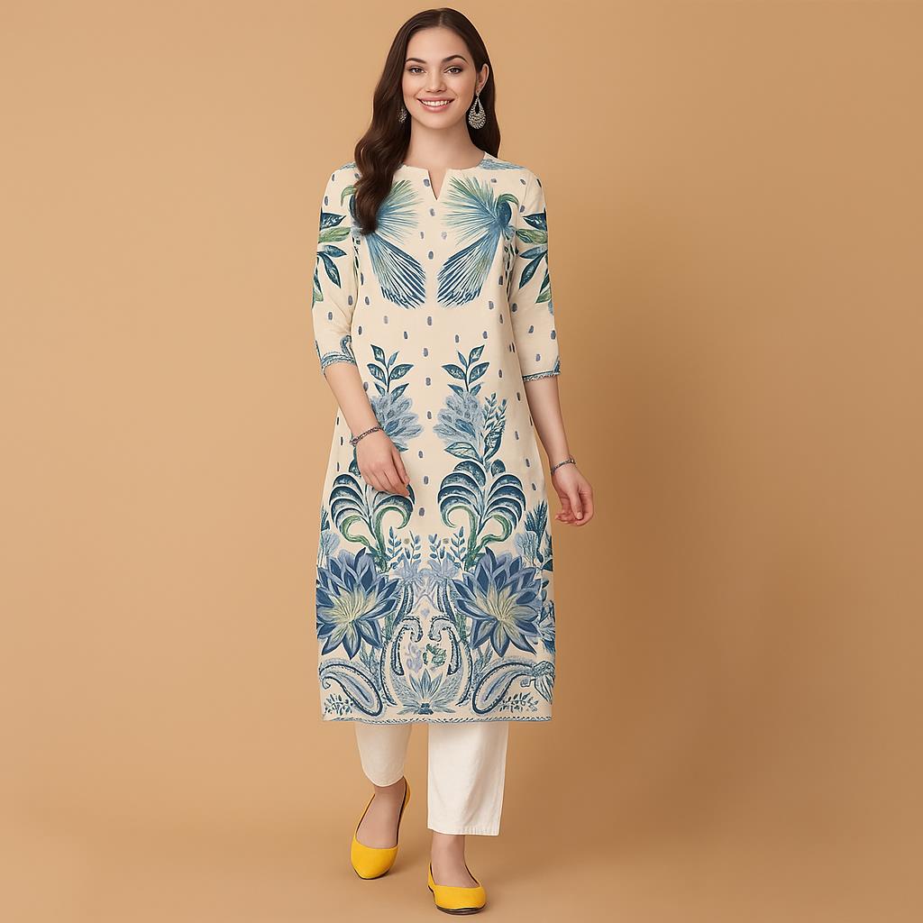 مسلم الزهور كورت عيد الميلاد ا - مراجعة Ethnic Fashion Kurtis وسعره