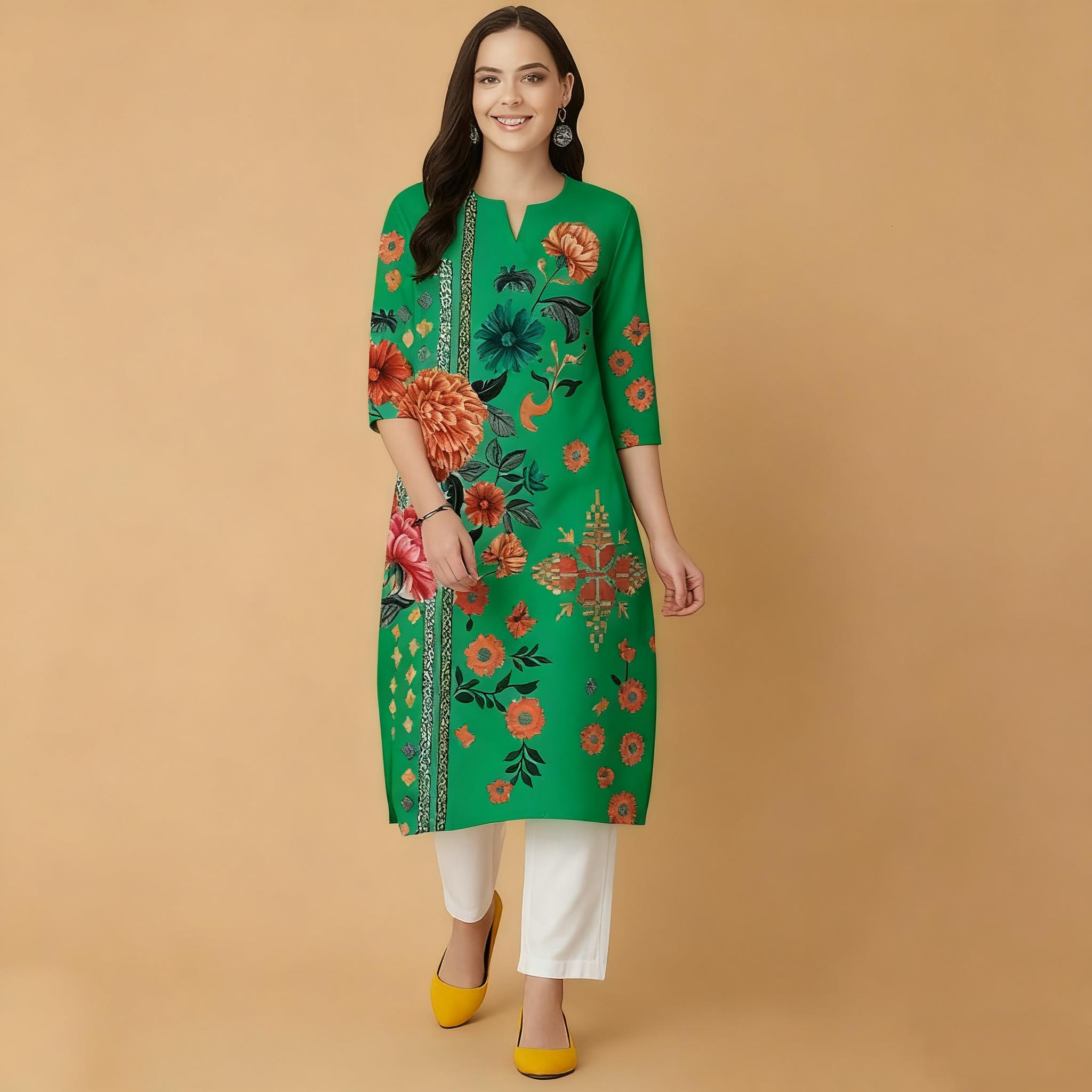 مسلم الزهور كورت عيد الميلاد ا - مراجعة Ethnic Fashion Kurtis وسعره