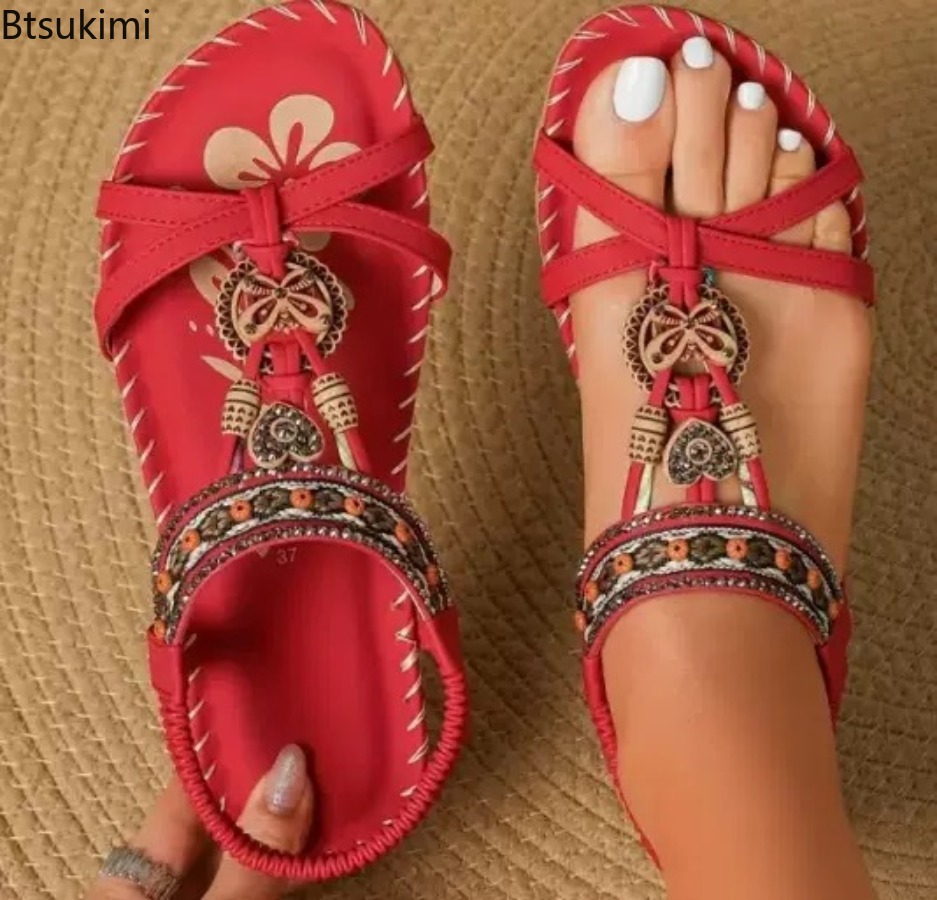 صنادل نسائية بوهيمية للشاطئ وا - مراجعة Ethnic Fashion وسعره