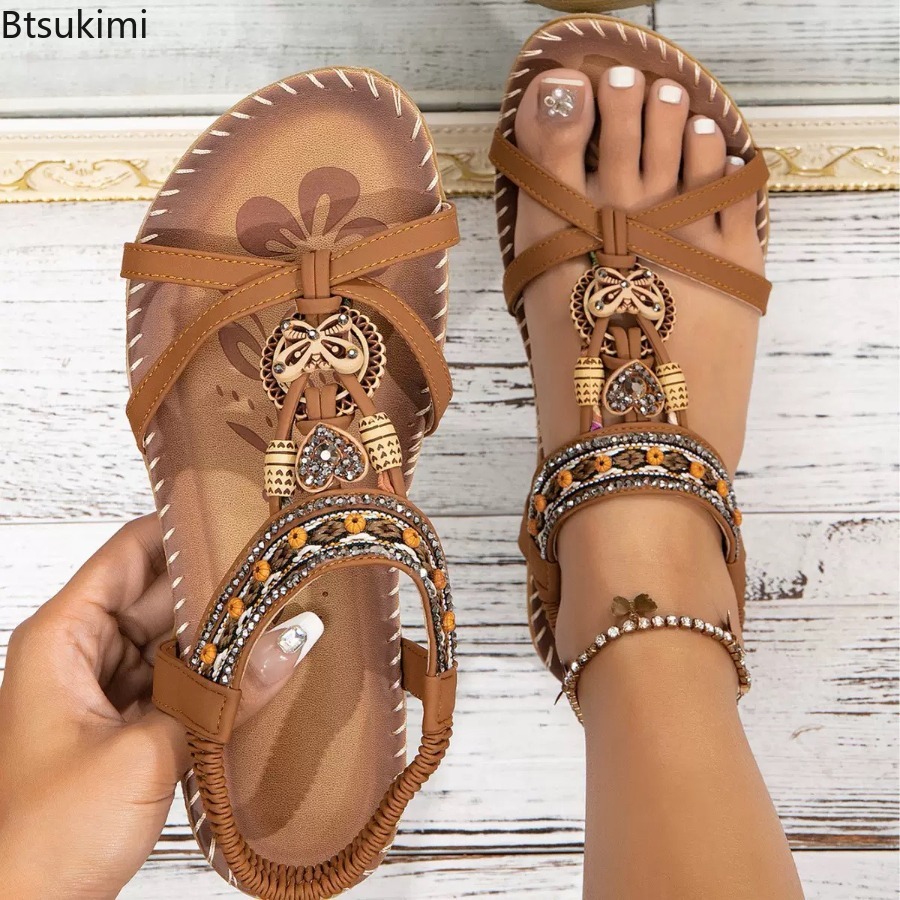 صنادل نسائية بوهيمية للشاطئ وا - مراجعة Ethnic Fashion وسعره